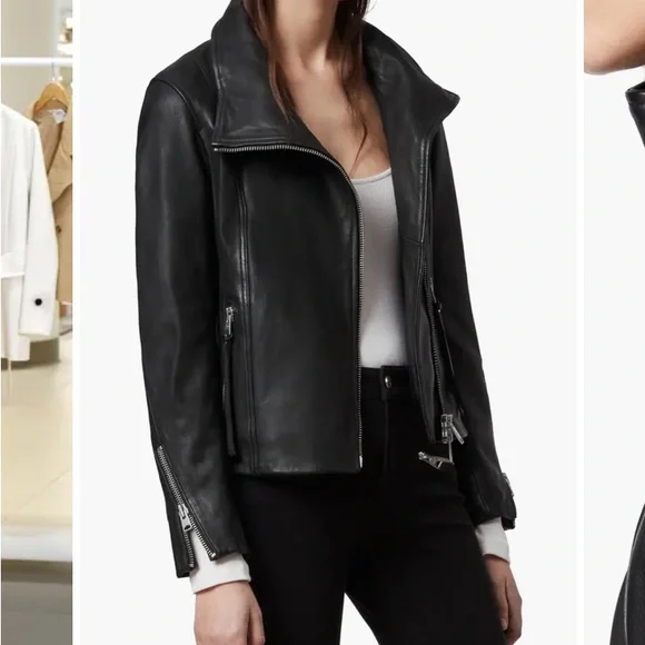 All Saints Black Leather Jacket - Picture 2 of 9